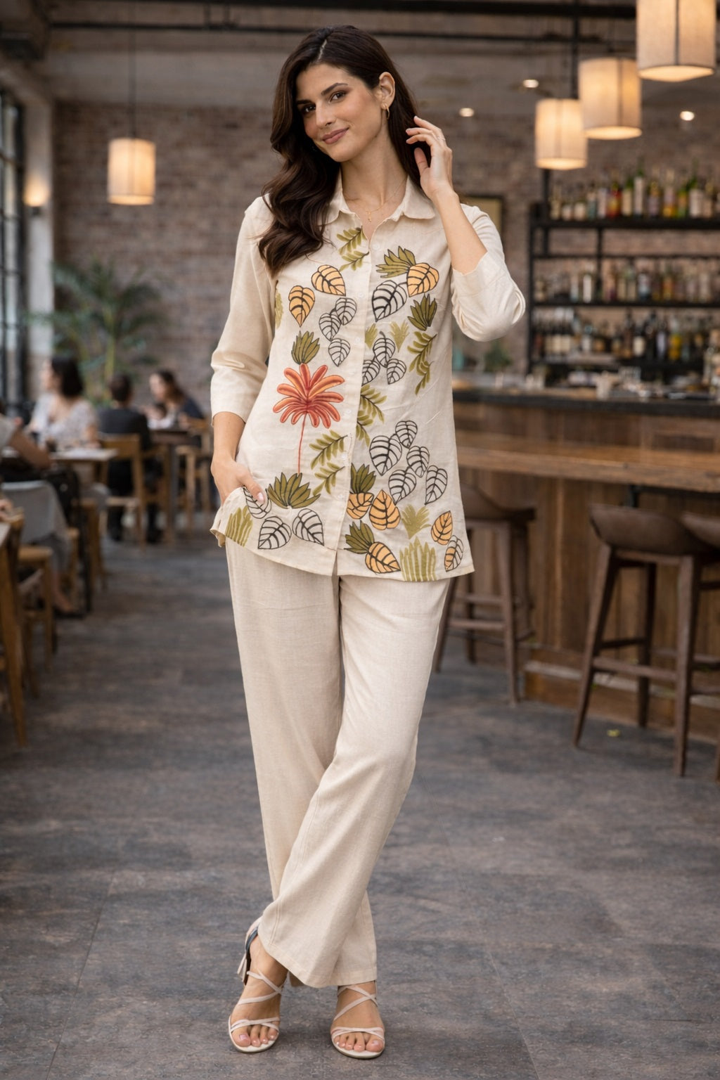 Women's Embroidery Multi Thread WorkCo-ord Set