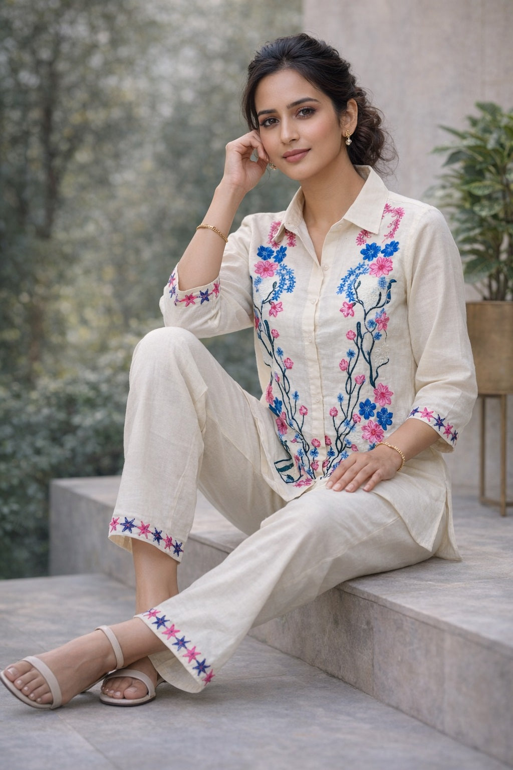 Woman Embroidery Multi Thread Work