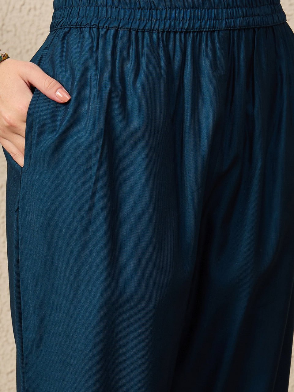 Women's Viscose Rayon Navy Blue Casual Wear Embroidery Work ..